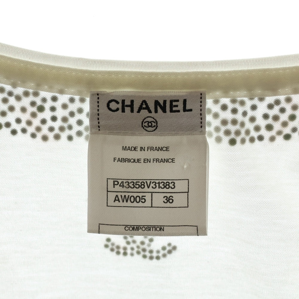 CHANEL(シャネル) ココマーク タンクトップ ノースリーブ ラインストーン 白 コットン P43358V31383