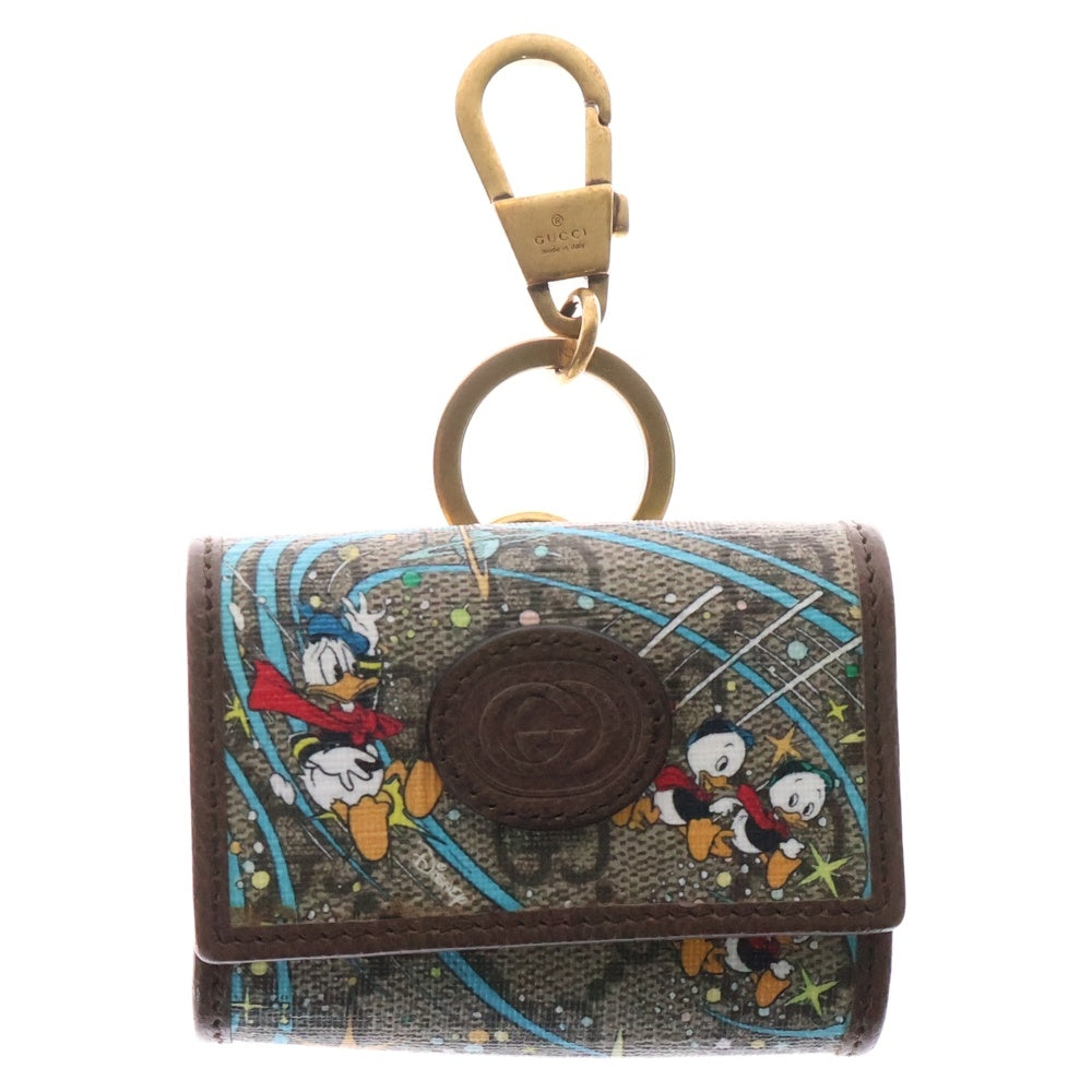 GUCCI(グッチ) GGスプリーム ディズニー ドナルドダッグ AirPodsケース ブラウン PVC×レザー