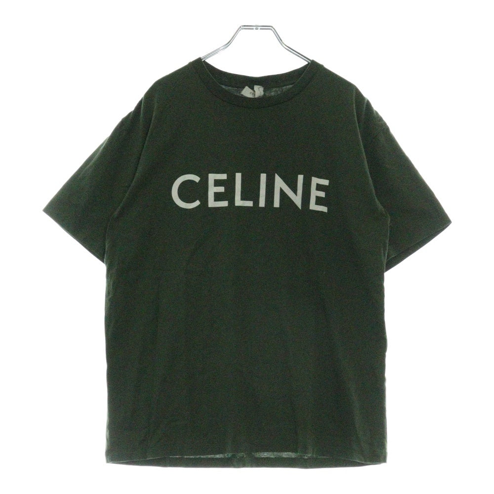 CELINE(セリーヌ) ロゴ 半袖Tシャツ カーキ グリーン コットン #M