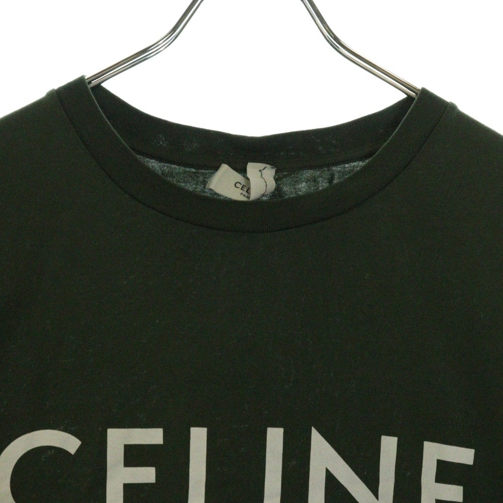 CELINE(セリーヌ) ロゴ 半袖Tシャツ カーキ グリーン コットン #M