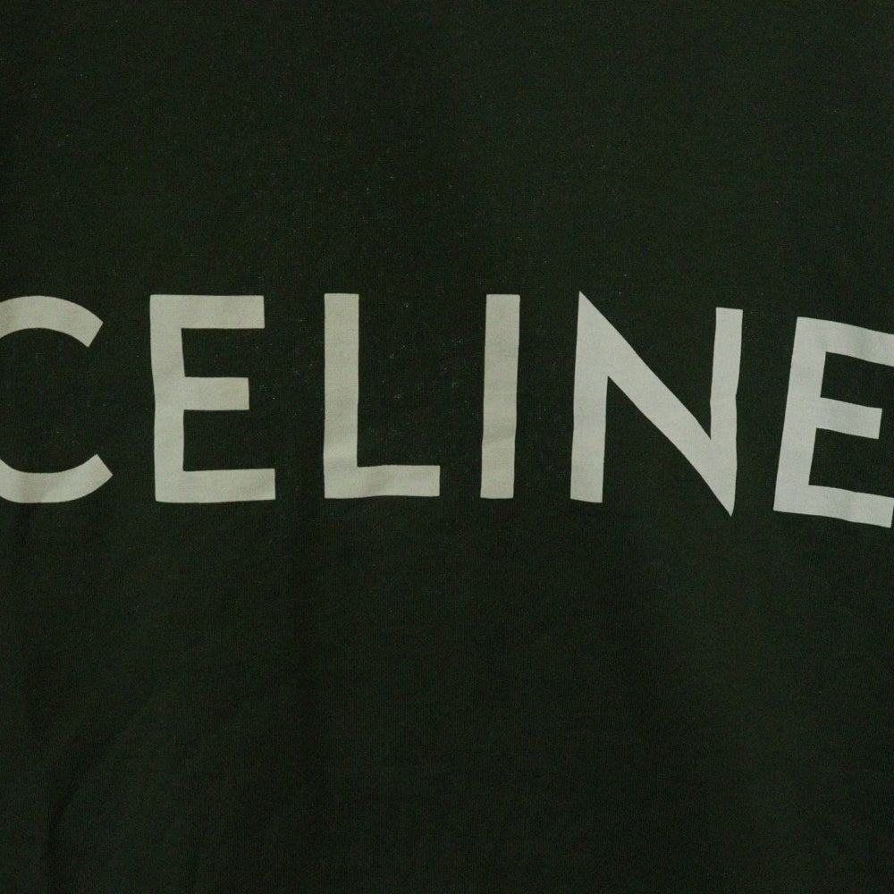 CELINE(セリーヌ) ロゴ 半袖Tシャツ カーキ グリーン コットン #M