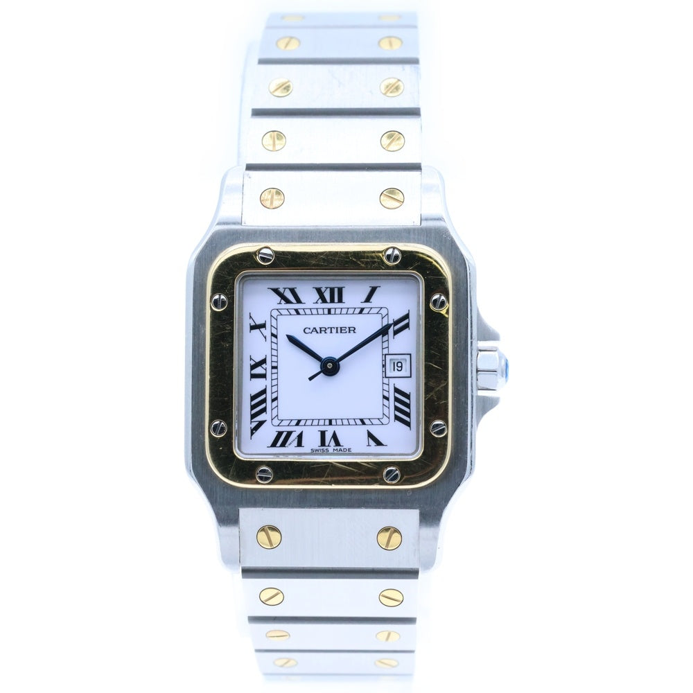 Cartier(カルティエ) 81036283 サントスガルべ LM 白文字盤 SS×YG/AT ステンレス×イエローゴールド 自動巻き 腕時計