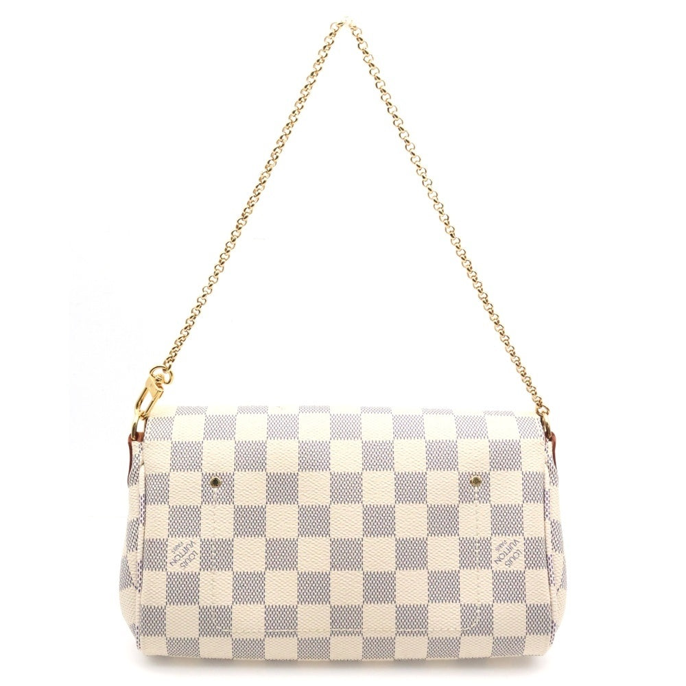 LOUIS VUITTON(ルイヴィトン) フェイボリットPM ダミエ アズール PVC レザー 2WAY チェーン ハンド ショルダーバッグ ゴールド金具 ホワイト N41277
