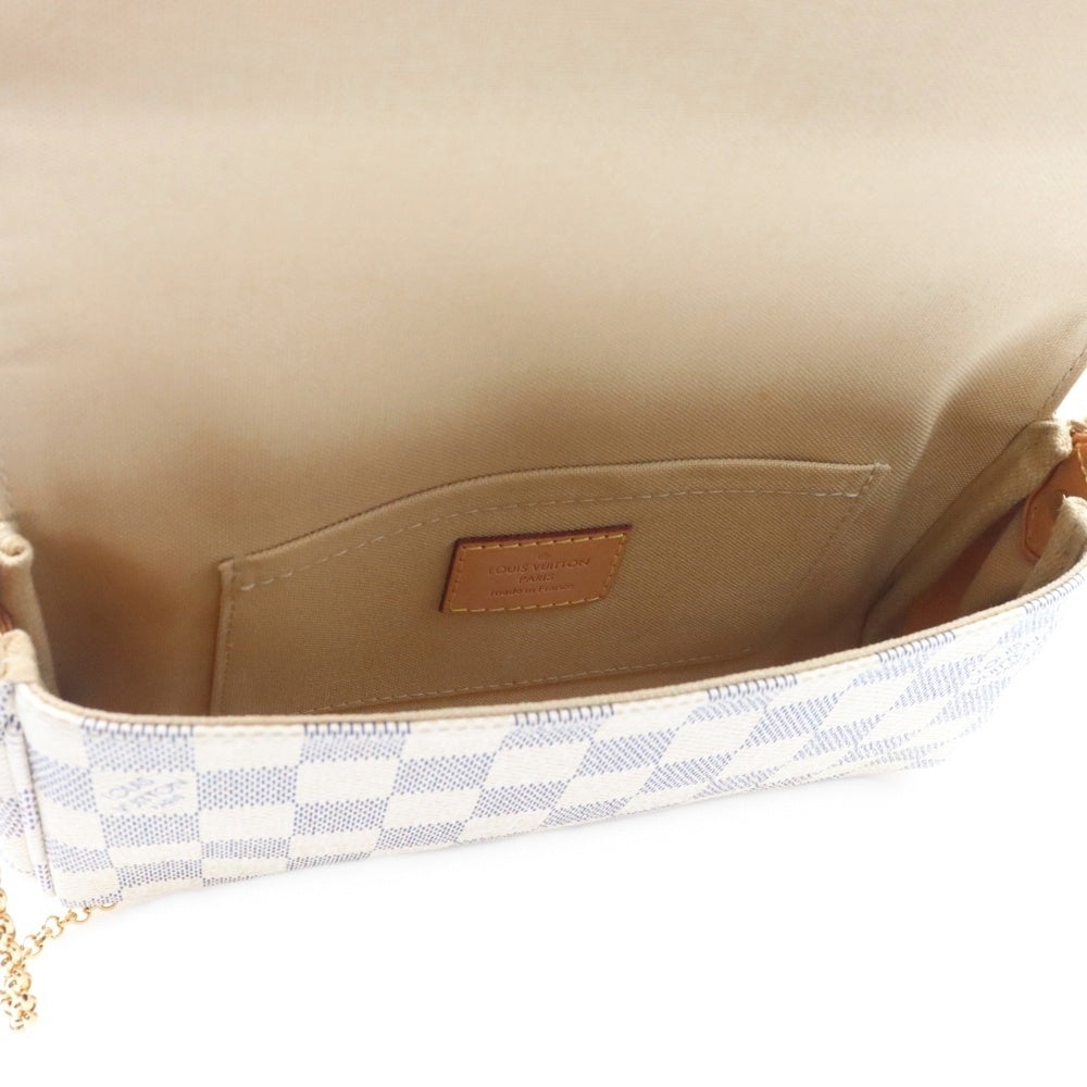 LOUIS VUITTON(ルイヴィトン) フェイボリットPM ダミエ アズール PVC レザー 2WAY チェーン ハンド ショルダーバッグ ゴールド金具 ホワイト N41277