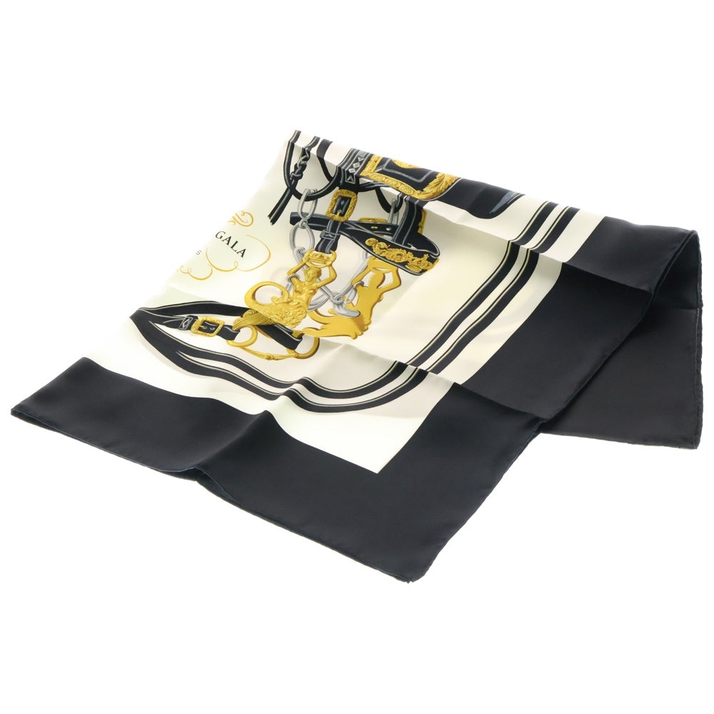 HERMES(エルメス) カレ90 ブリッド・ドゥ・ガラ スカーフ ブラック×ホワイト シルク