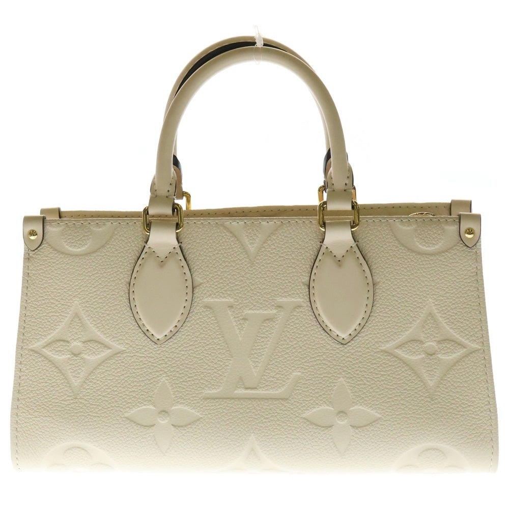 LOUIS VUITTON(ルイヴィトン) オンザゴーEW モノグラム アンプラント クレーム レザー 2WAY ハンド ショルダーバッグ ゴールド金具 アイボリー M23698