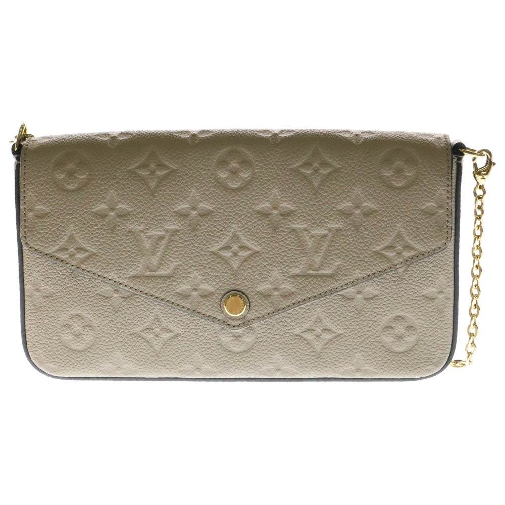 LOUIS VUITTON(ルイヴィトン) ポシェットフェリシー モノグラムアンプラント レザー チェーン ショルダーバッグ ゴールド金具 ベージュ M68697