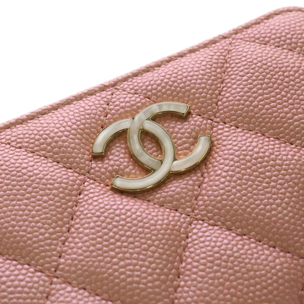 【美品】シャネル キャビアスキン ゴールド金具　コインケース　ココマーク CHANEL(シャネル) ココマーク マトラッセ コインケース ピンク