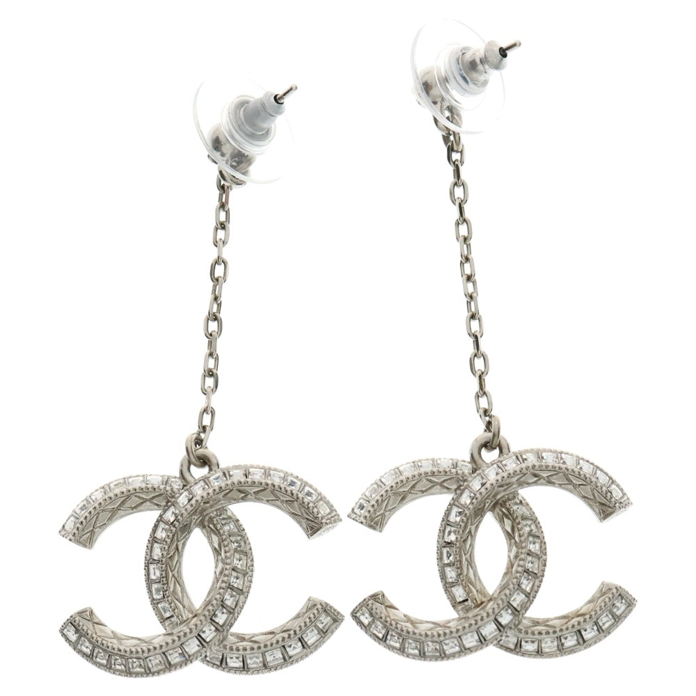 CHANEL(シャネル) ココマーク ラインストーン ピアス スイング シルバー アクセサリー 18S