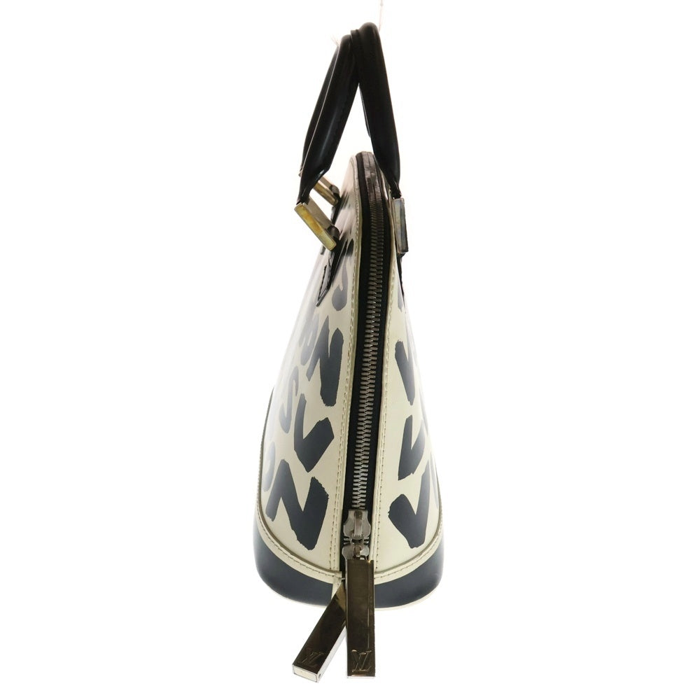 LOUIS VUITTON(ルイヴィトン) アルマMM グラフィティ レザー ハンドバッグ シルバー金具 ホワイト/ブラック M92179