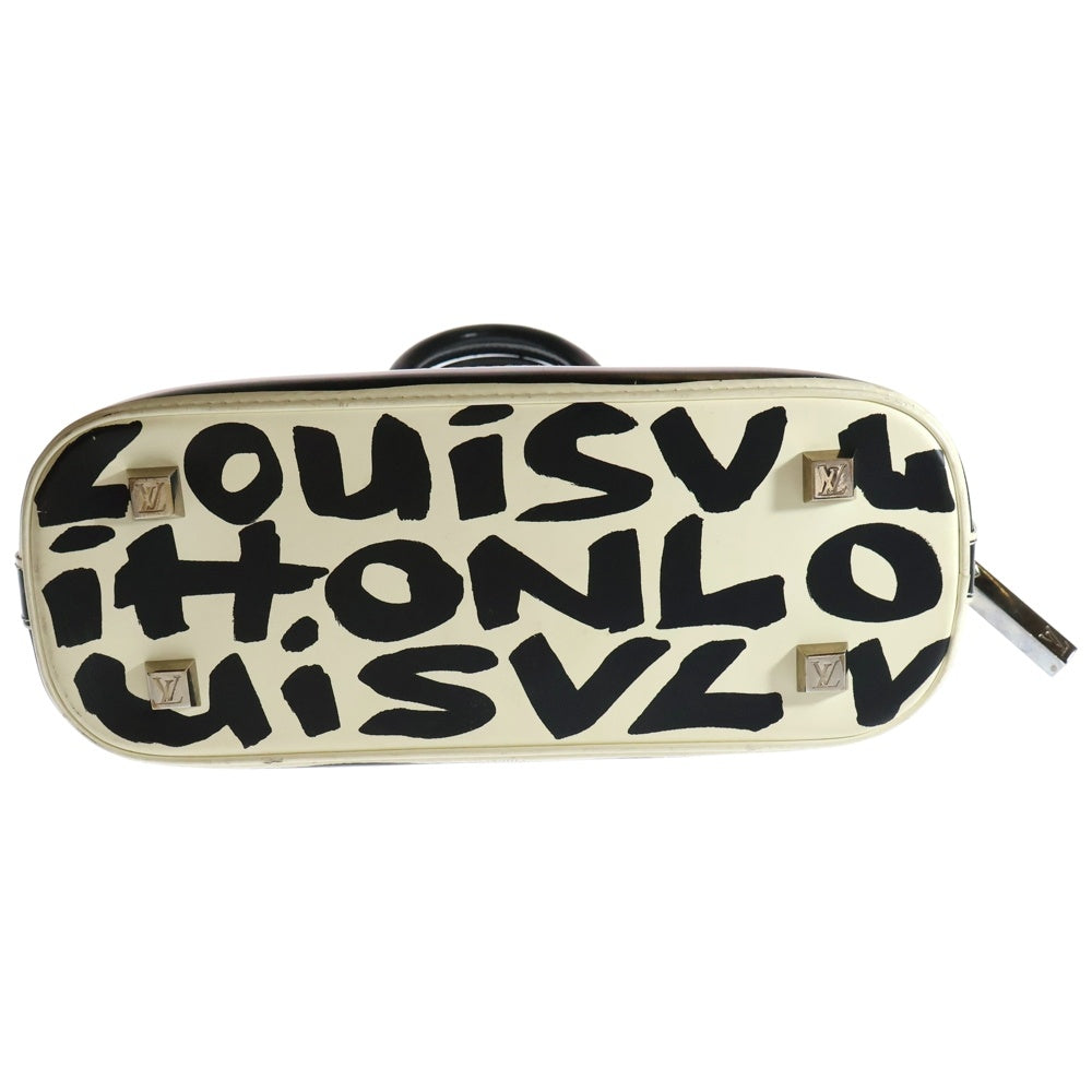 LOUIS VUITTON(ルイヴィトン) アルマMM グラフィティ レザー ハンドバッグ シルバー金具 ホワイト/ブラック M92179