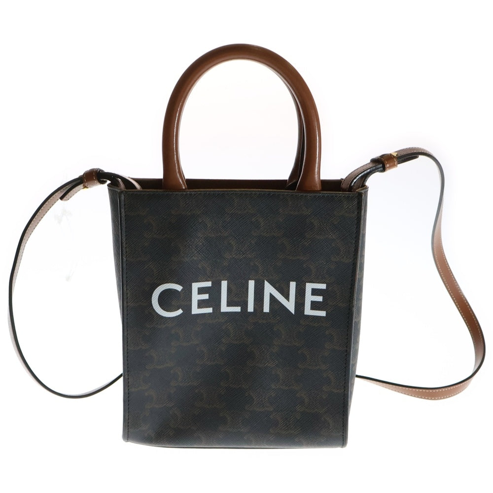 CELINE(セリーヌ) トリオンフ バーティカル カバ ミニ PVC レザー 2WAY ハンド ショルダーバッグ ブラウン