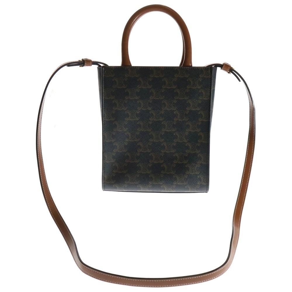 CELINE(セリーヌ) トリオンフ バーティカル カバ ミニ PVC レザー 2WAY ハンド ショルダーバッグ ブラウン