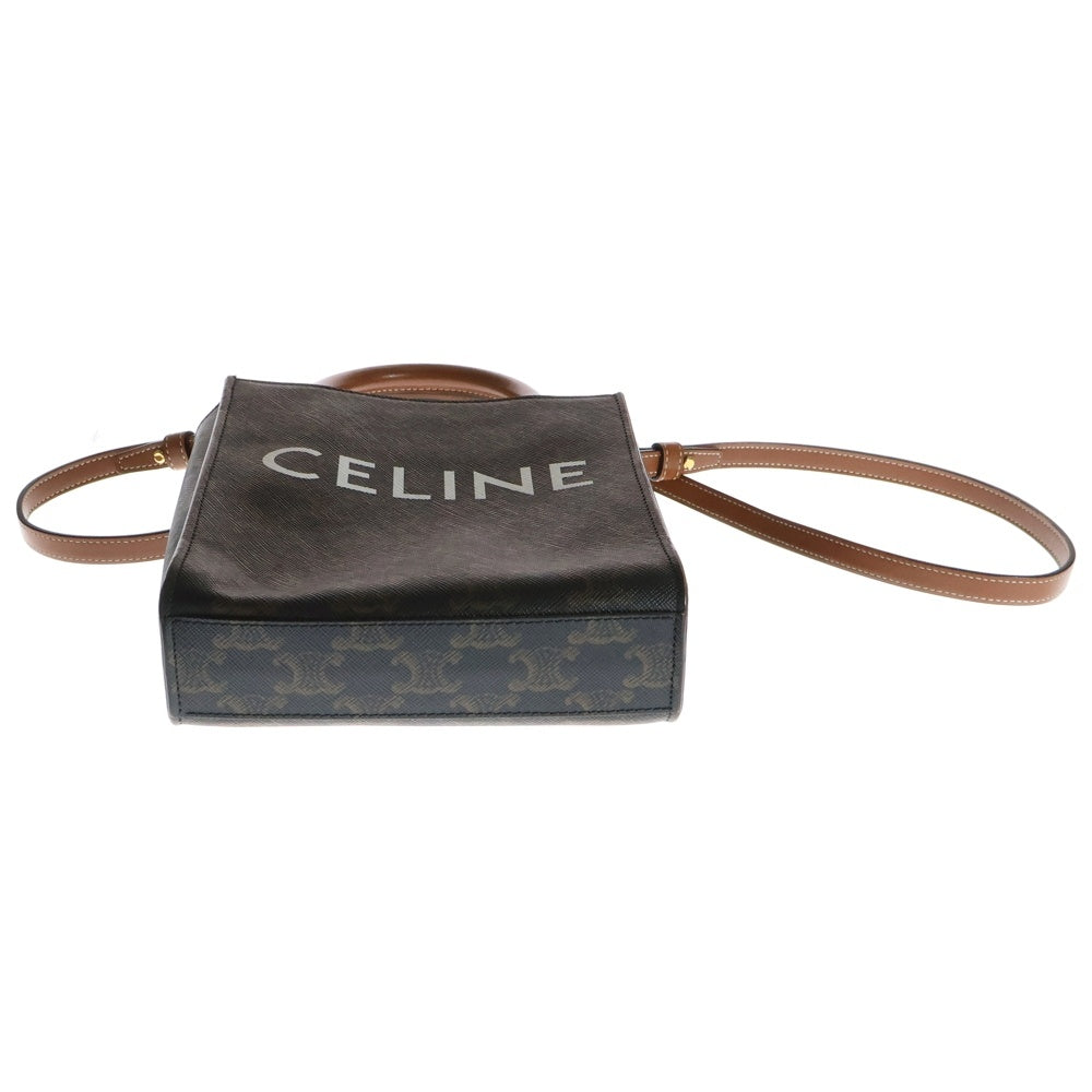 CELINE(セリーヌ) トリオンフ バーティカル カバ ミニ PVC レザー 2WAY ハンド ショルダーバッグ ブラウン