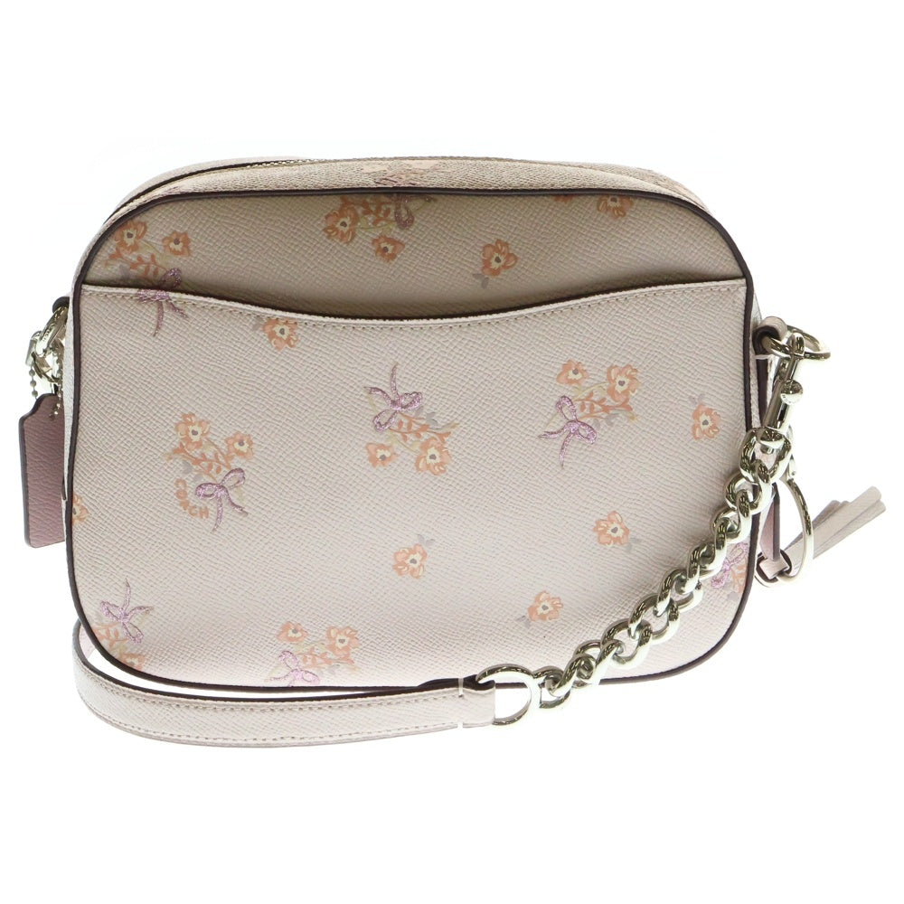 COACH(コーチ) フローラル 花柄 ショルダーバッグ ライトピンク レザー シルバー金具