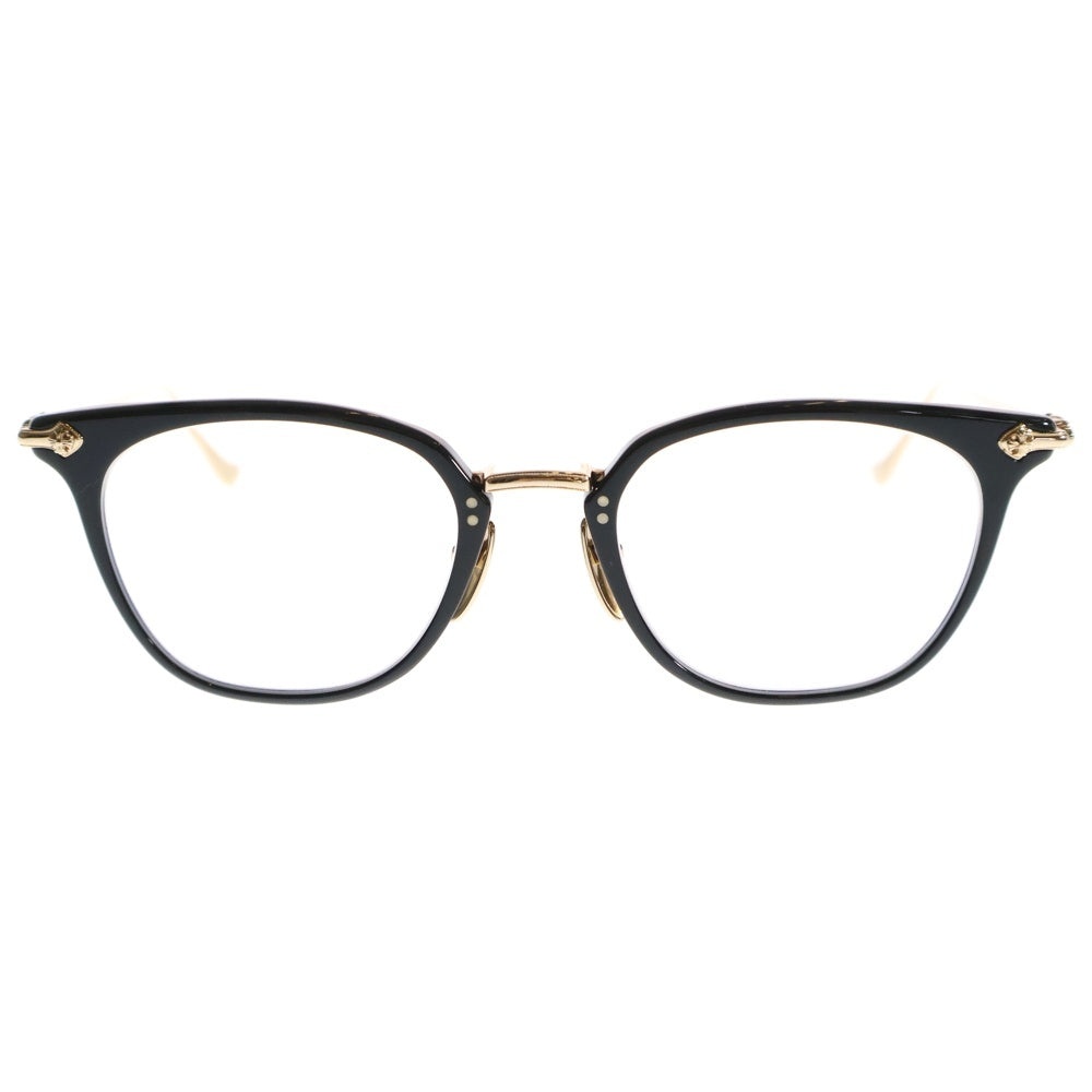 CHROME HEARTS(クロムハーツ) SHAGASS シャガス クロステンプル ウェリントンフレーム クリアレンズ メガネ 眼鏡 アイウェア ブラック/ゴールド
