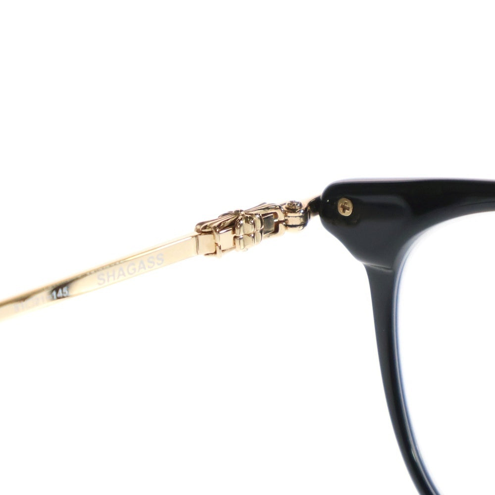 CHROME HEARTS(クロムハーツ) SHAGASS シャガス クロステンプル ウェリントンフレーム クリアレンズ メガネ 眼鏡 アイウェア ブラック/ゴールド