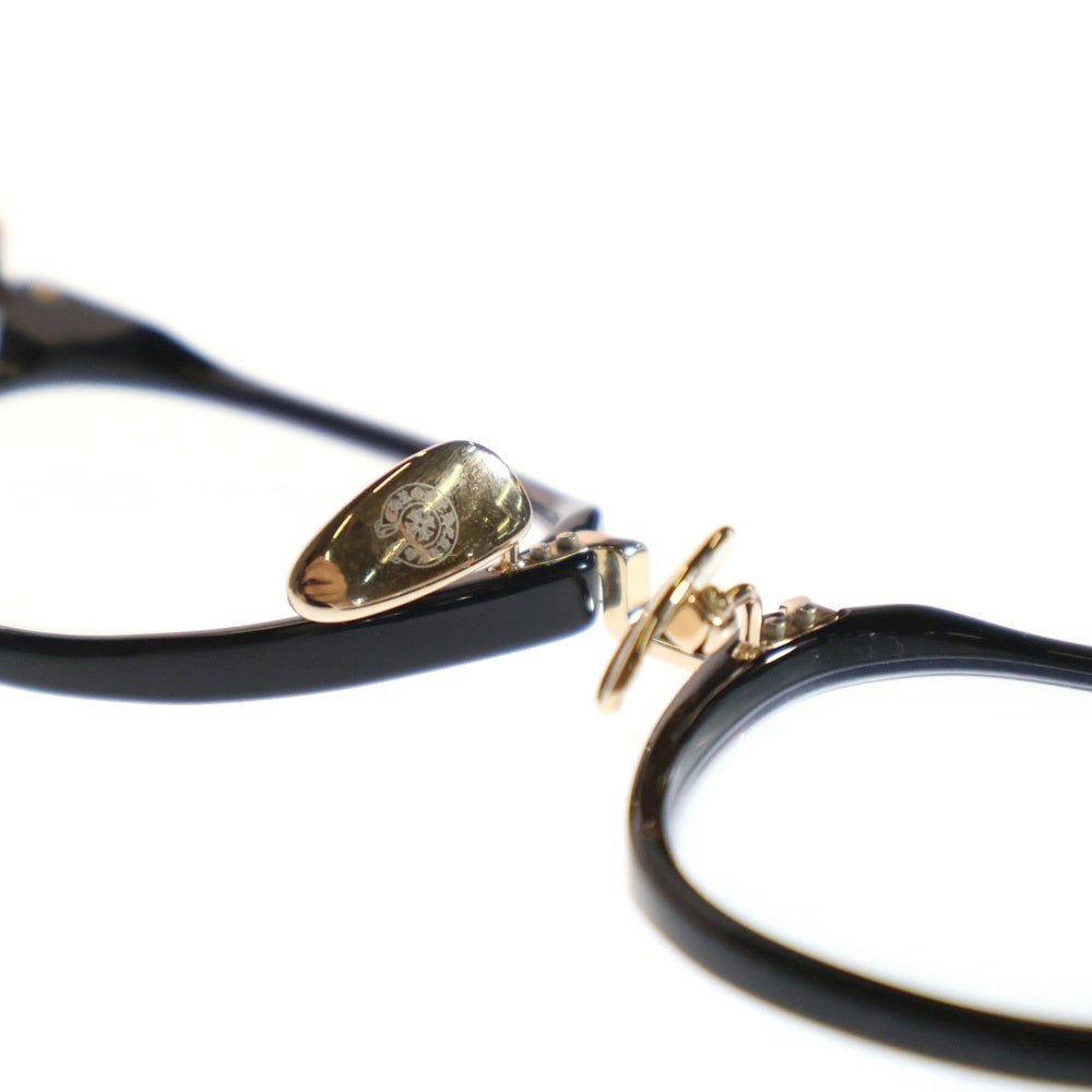 CHROME HEARTS(クロムハーツ) SHAGASS シャガス クロステンプル ウェリントンフレーム クリアレンズ メガネ 眼鏡 アイウェア ブラック/ゴールド