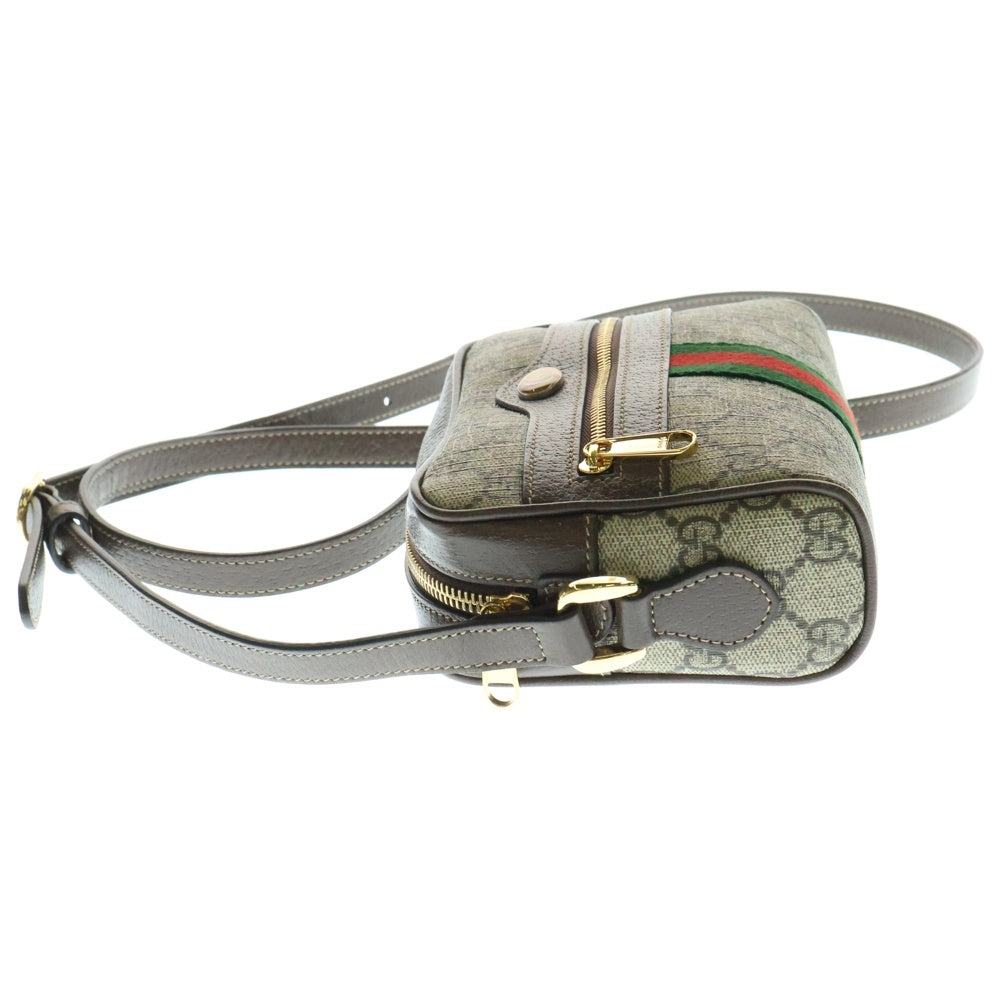 美品 GUCCI カメラバッグ GGスプリーム PVC ショルダーバッグ 茶 GUCCI ショルダーバッグ GGスプリーム GG柄 PVC×レザー ブラウン