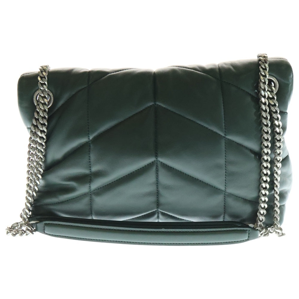 SAINT LAURENT PARIS(サンローランパリ) ルル パファー ショルダーバッグ ハンドバッグ チェーンバッグ シルバー金具 グリーン レザー 577476
