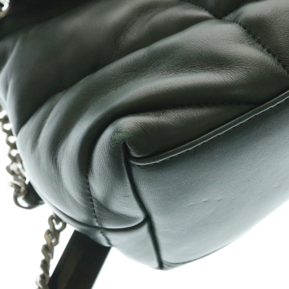 SAINT LAURENT PARIS(サンローランパリ) ルル パファー ショルダーバッグ ハンドバッグ チェーンバッグ シルバー金具 グリーン レザー 577476