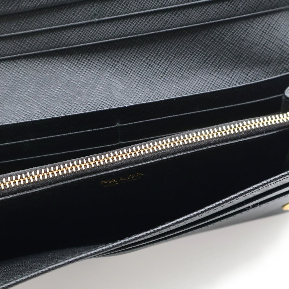 PRADA(プラダ) サフィアーノ ロゴ レザーロングウォレット 二つ折り長財布 1MH132 ブラック