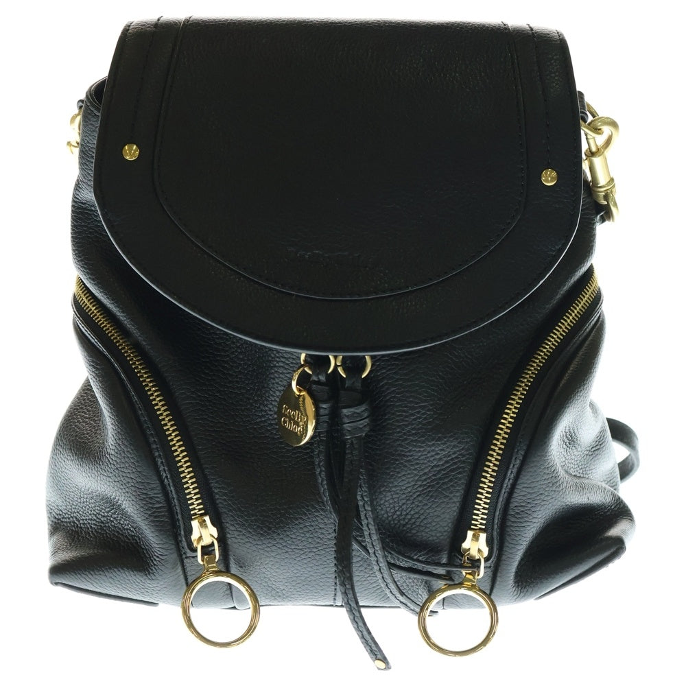 SEE BY CHLOE(シーバイクロエ) リュックサック バックパック ショルダーバッグ ブラック レザー ゴールド金具