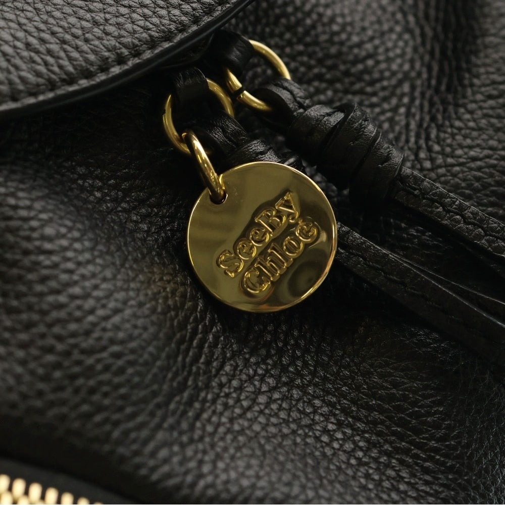 SEE BY CHLOE(シーバイクロエ) リュックサック バックパック ショルダーバッグ ブラック レザー ゴールド金具