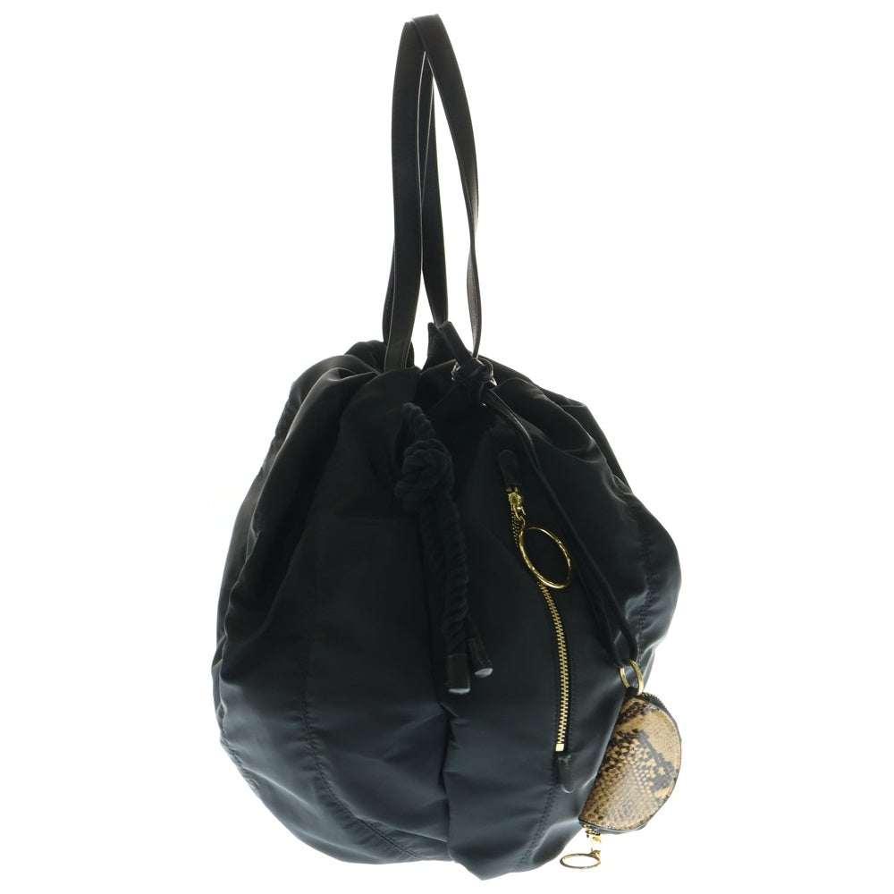 SEE BY CHLOE(シーバイクロエ) トートバッグ ハンドバッグ 巾着バッグ ブラック レザー×ナイロン ゴールド金具