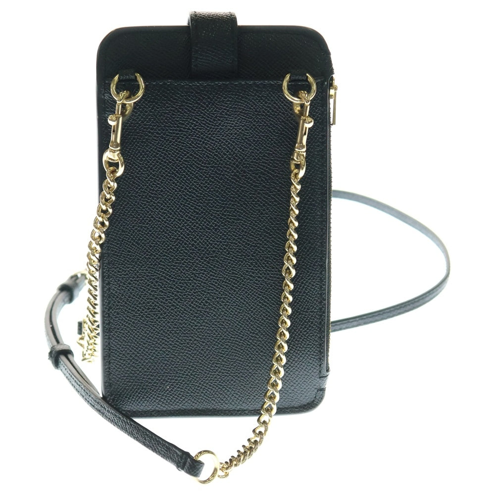 COACH(コーチ) チェーンショルダーバッグ ミニバッグ フォンポーチ フォンショルダー ブラック レザー ゴールド金具