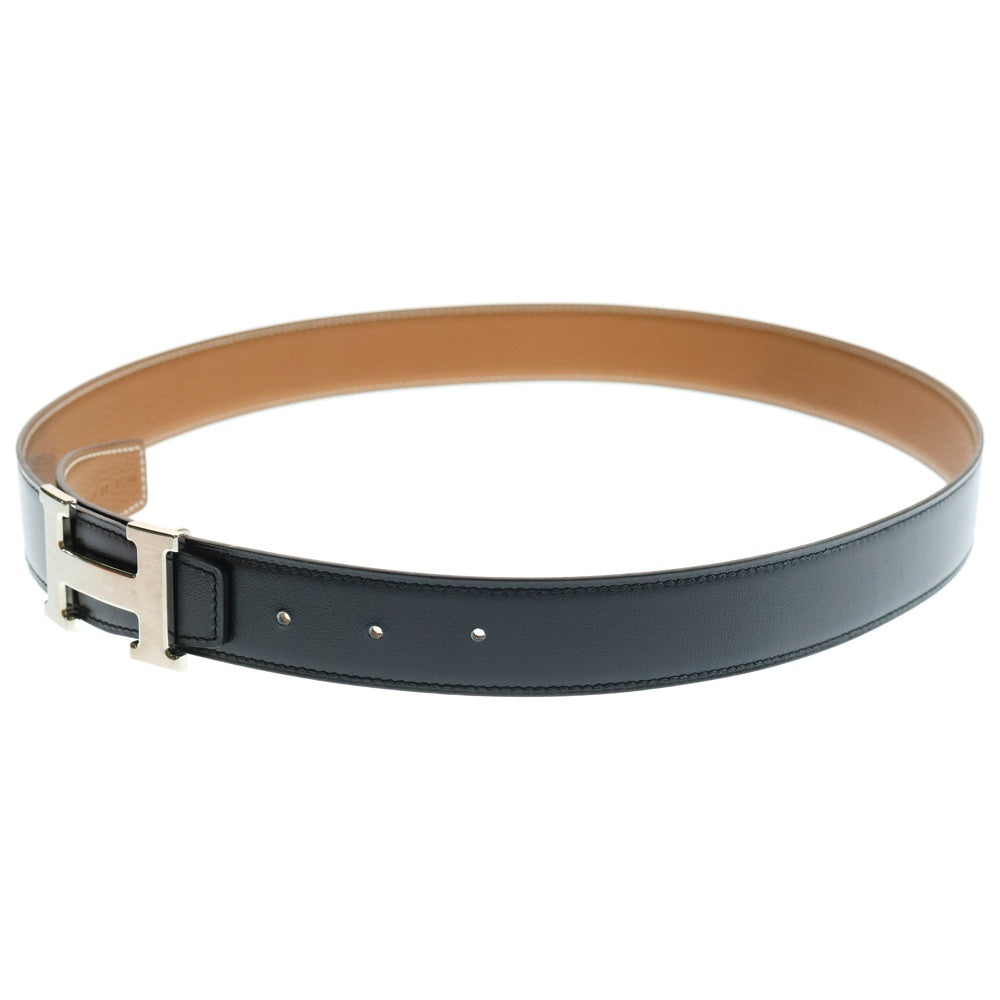 HERMES(エルメス) コンスタンス Hロゴバックル リバーシブル レザーベルト シルバー金具 ブラック/ブラウン D刻印