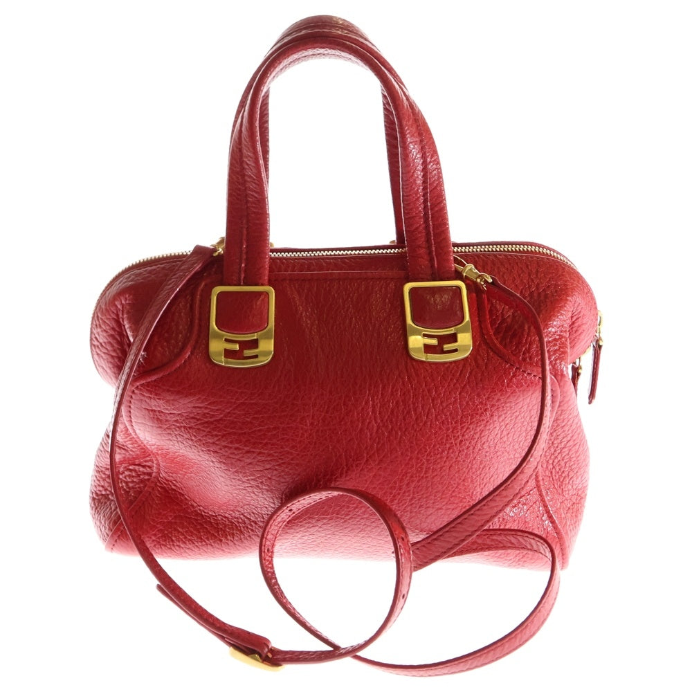 FENDI(フェンディ) カメレオン 2WAYバッグ ハンドバッグ ショルダーバッグ レッド ゴールド金具 レザー 8BL114-HXF