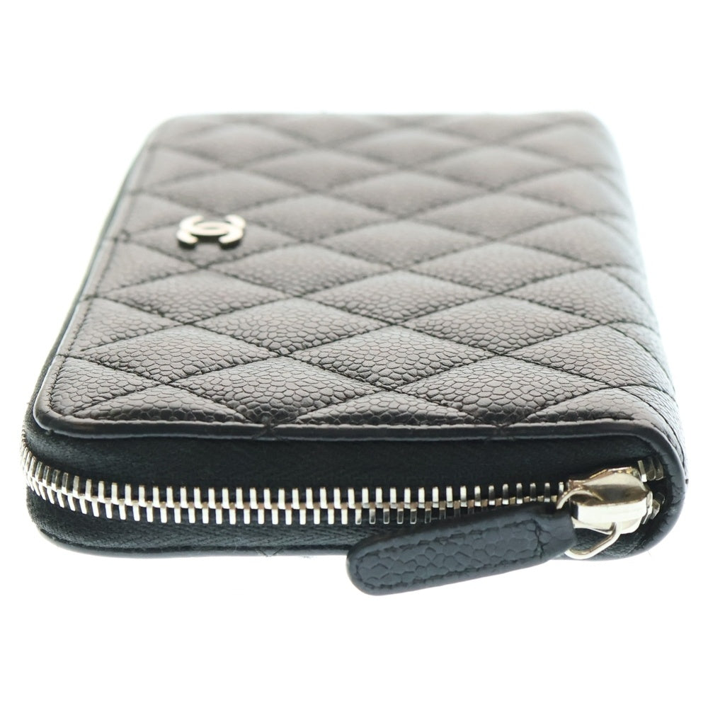 CHANEL(シャネル) マトラッセ ココマーク ラウンドファスナー長財布 ロングウォレット カードケース シルバー金具 ブラック キャビアスキン A50097