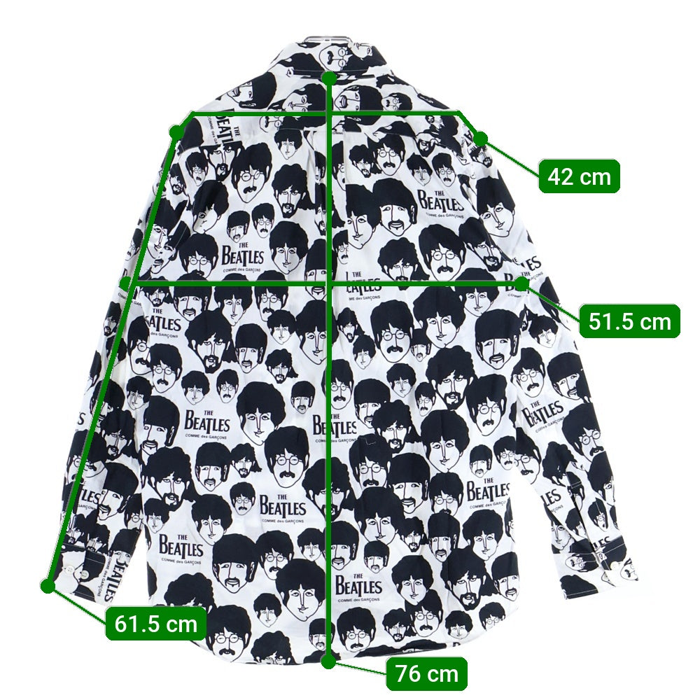 COMME des GARCONS(コムデギャルソン) THE BEATLES ビートルズ フェイス プリント長袖シャツ ホワイト VB-B001