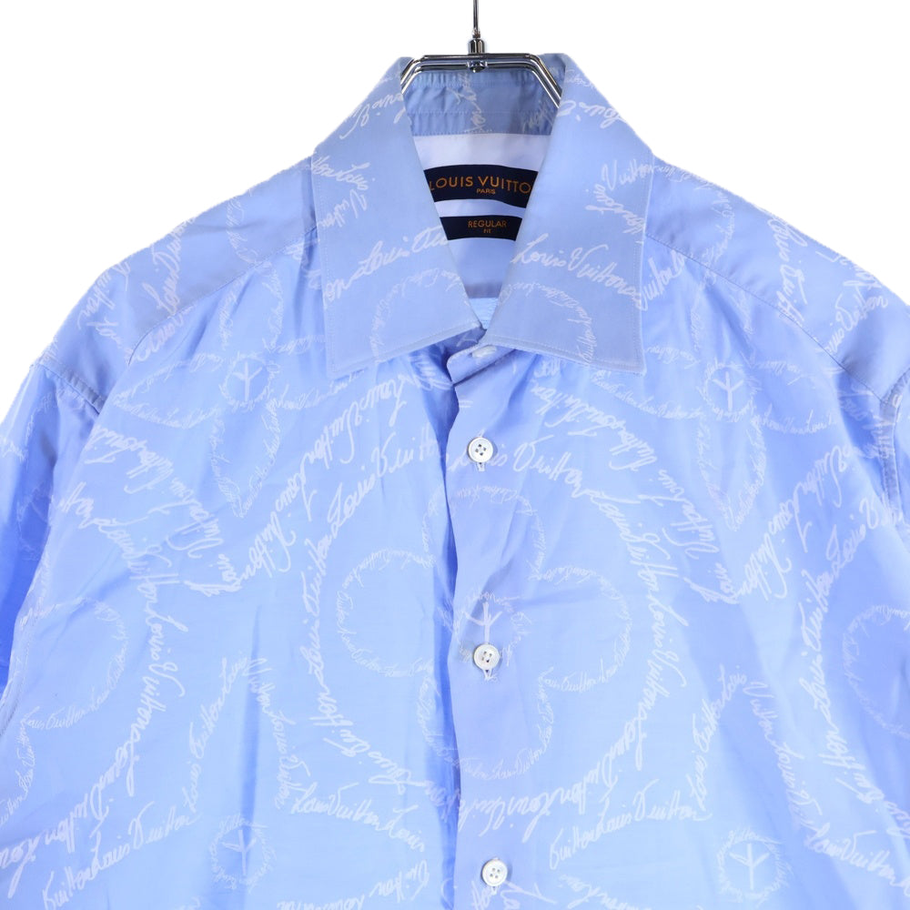 LOUIS VUITTON(ルイヴィトン) 22SS モノグラムピース ロゴ 総柄 ロングスリーブ 長袖シャツ ライトブルー RM221F ES6 HMS9PW