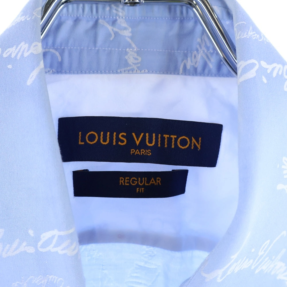 LOUIS VUITTON(ルイヴィトン) 22SS モノグラムピース ロゴ 総柄 ロングスリーブ 長袖シャツ ライトブルー RM221F ES6 HMS9PW