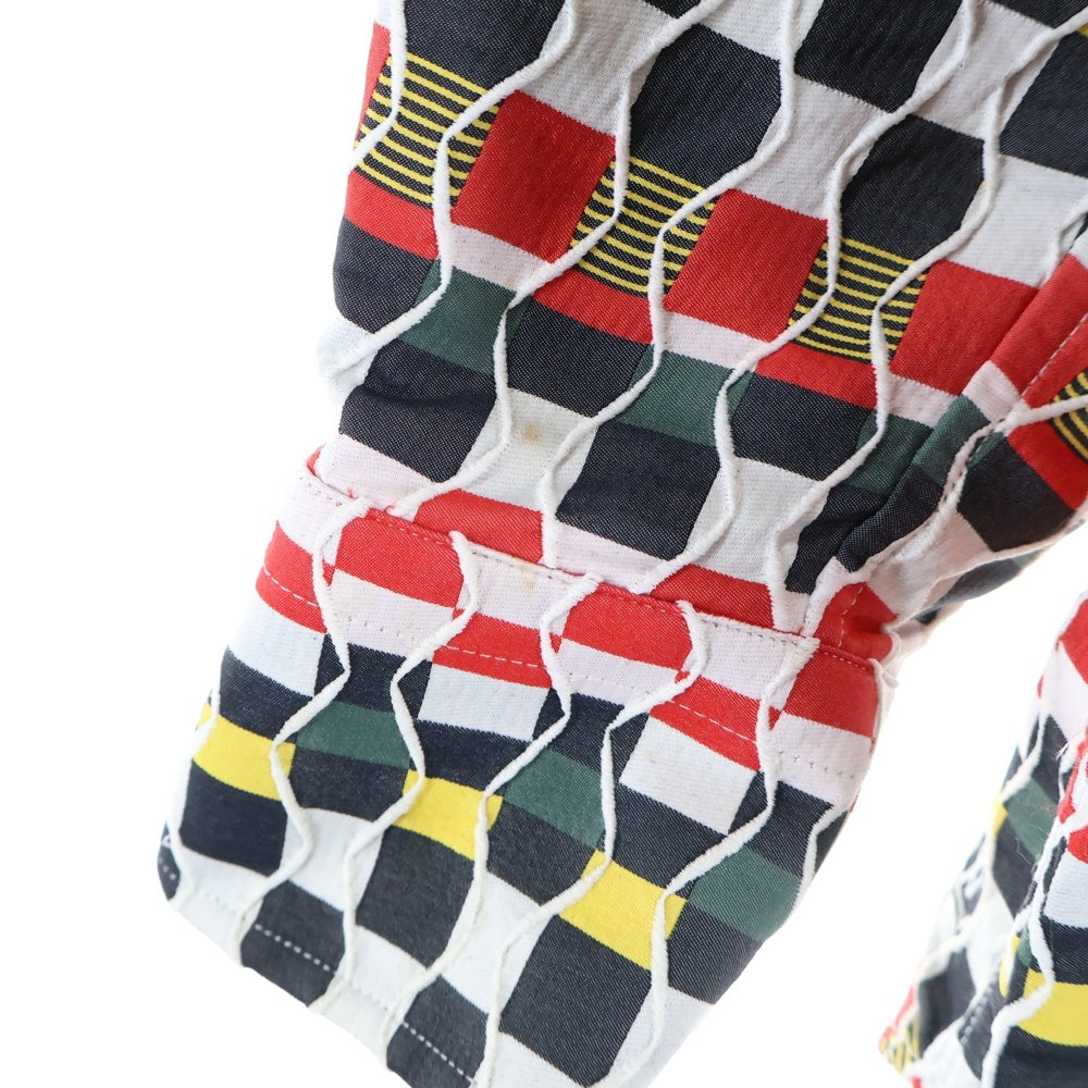 LOUIS VUITTON(ルイヴィトン) 22SS Amen Break アーメンブレイク ダミエ総柄ジャガード ロングスリーブ 長袖シャツ マルチカラー レッド/ブラック RM221 KA6 HMS82W