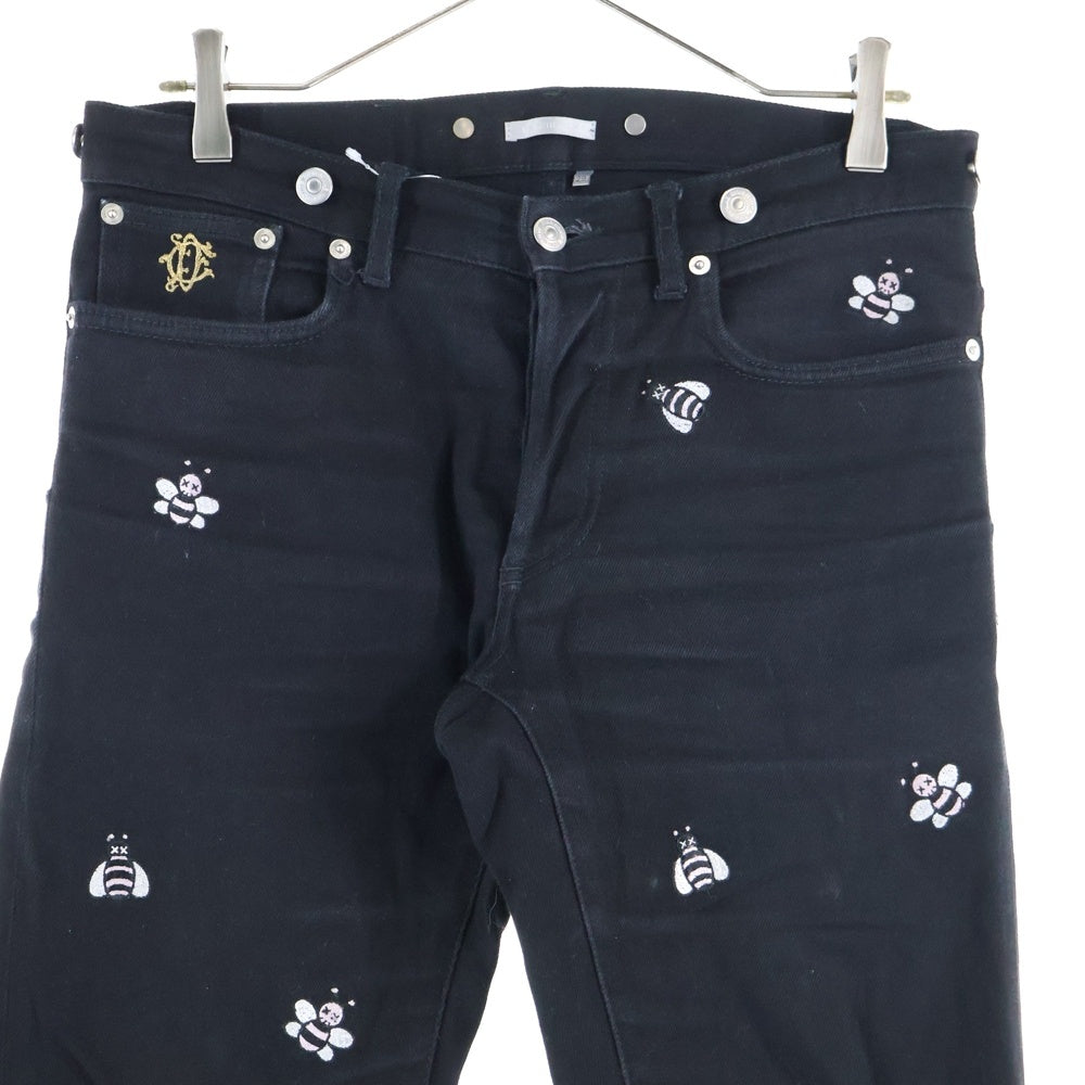 DIOR(ディオール) 19SS ×KAWS カウズ BEE 刺繍 総柄 ストレッチ スリムスキニー デニムパンツ ジーンズ ブラック 923DS11Z9093