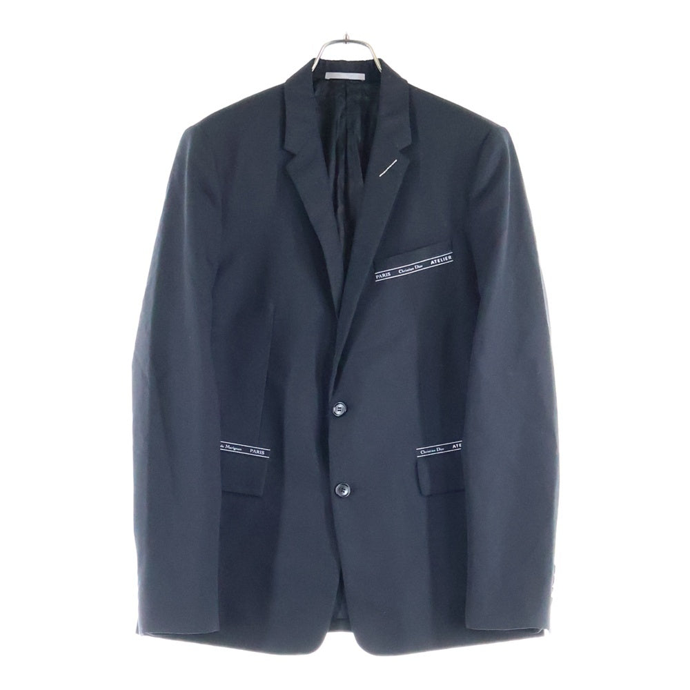 DIOR(ディオール) 18AW ATELIER テープロゴ ウール 2B ナローラペル テーラードジャケット ブラック 833C236X4286