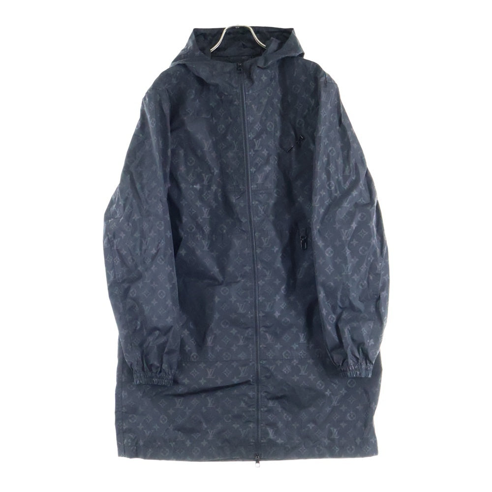 LOUIS VUITTON(ルイヴィトン) 22AW モノグラム総柄 ナイロン フーデッド ジップアップ ロング ジャケット コート ブラック RM222Q ON5 HNK48W