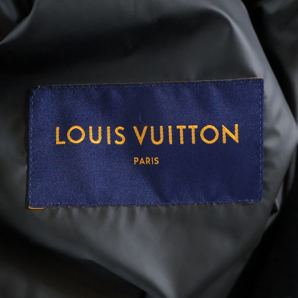 LOUIS VUITTON(ルイヴィトン) 22AW モノグラム総柄 ナイロン フーデッド ジップアップ ロング ジャケット コート ブラック RM222Q ON5 HNK48W