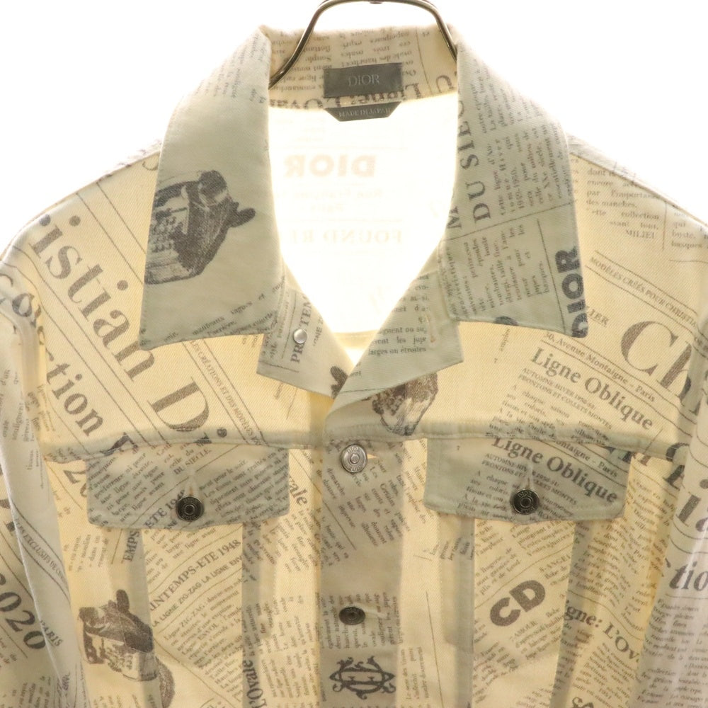 DIOR(ディオール) 20SS ニュースペーパー総柄プリント デニム トラッカージャケット ホワイト 013D483BY983