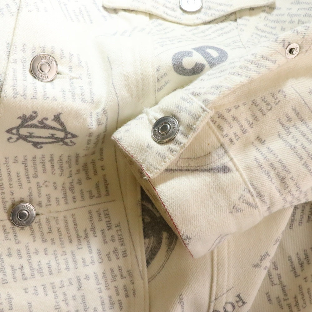 DIOR(ディオール) 20SS ニュースペーパー総柄プリント デニム トラッカージャケット ホワイト 013D483BY983