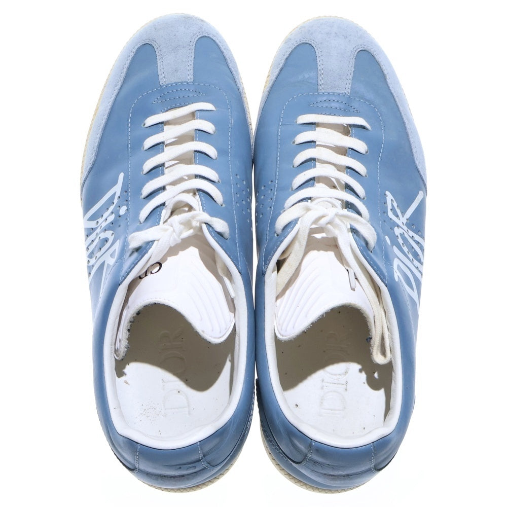 DIOR(ディオール) 25AW ×Shawn Stussy B01 ショーン ステューシー ロゴプリント BEE レザー レースアップ ローカットシューズ スニーカー ライトブルー