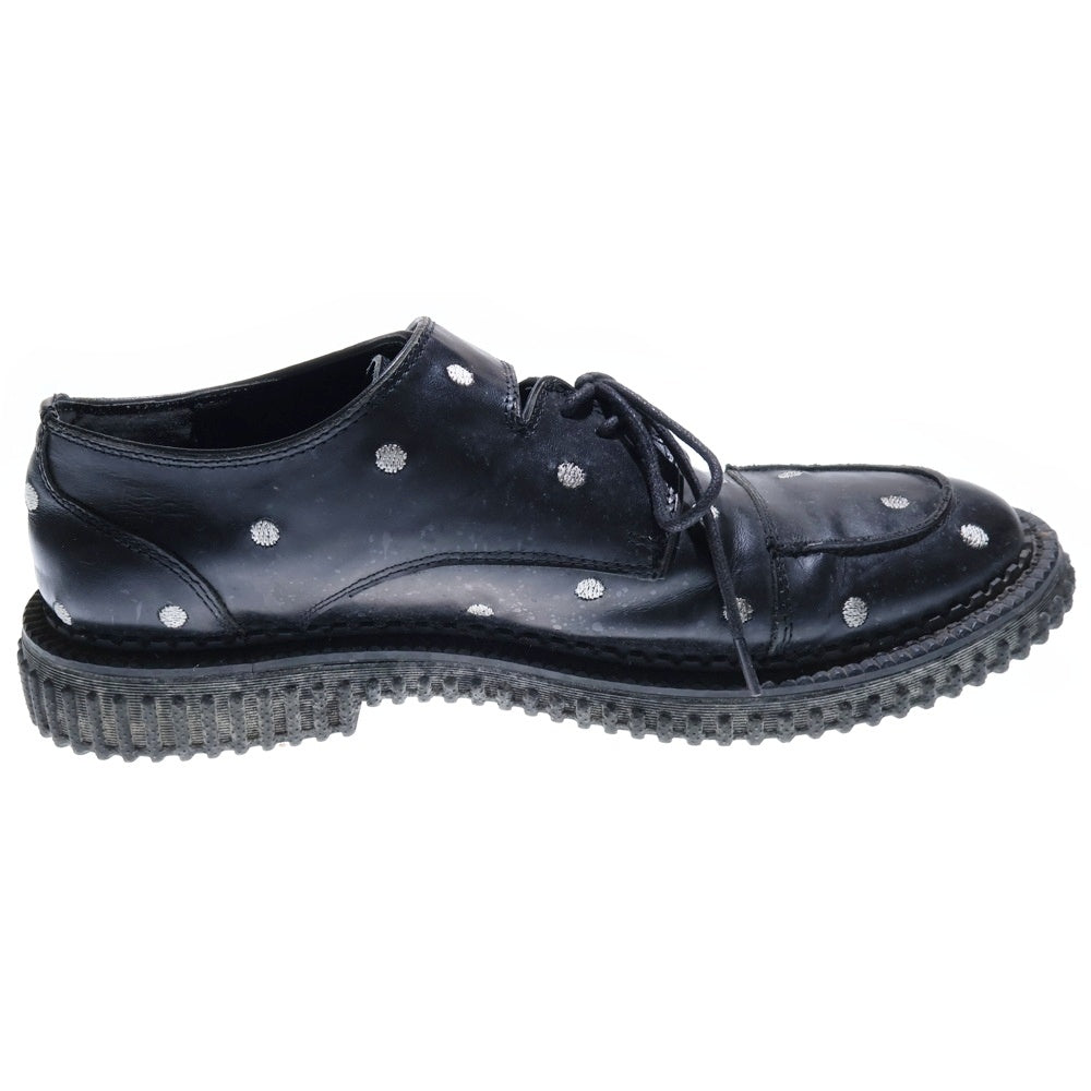 Dior HOMME(ディオールオム) 14AW ポルカドット総柄刺繍 モンクストラップ レザー レースアップ ローカット ダービーシューズ ブラック