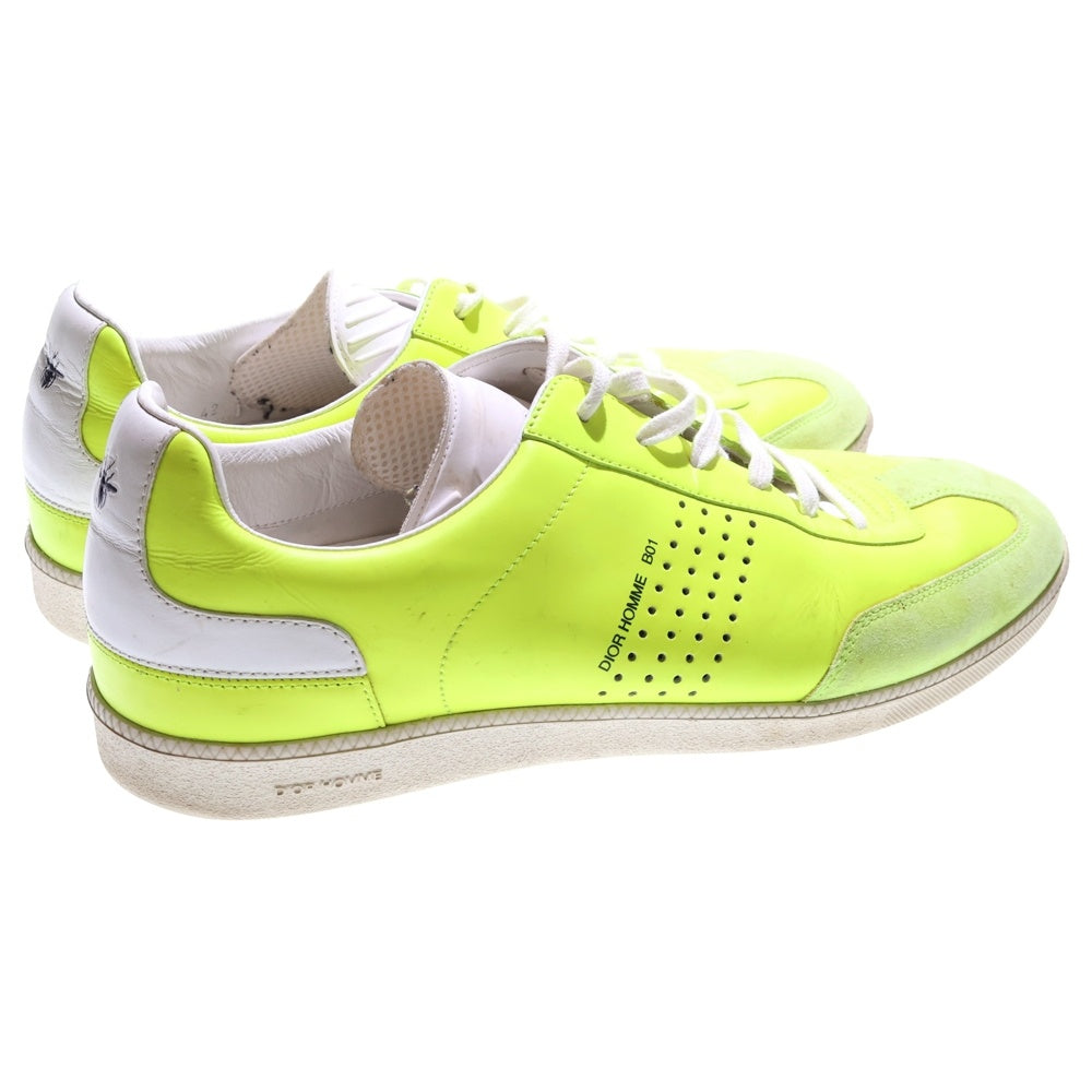 Dior HOMME(ディオールオム) 18SS B01 BEE ロゴプリント レザー レースアップ ローカットシューズ スニーカー イエロー