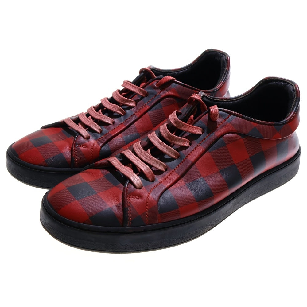Dior HOMME(ディオールオム) 16AW チェック総柄 レザー レースアップ ローカットシューズ スニーカー レッド/ブラック