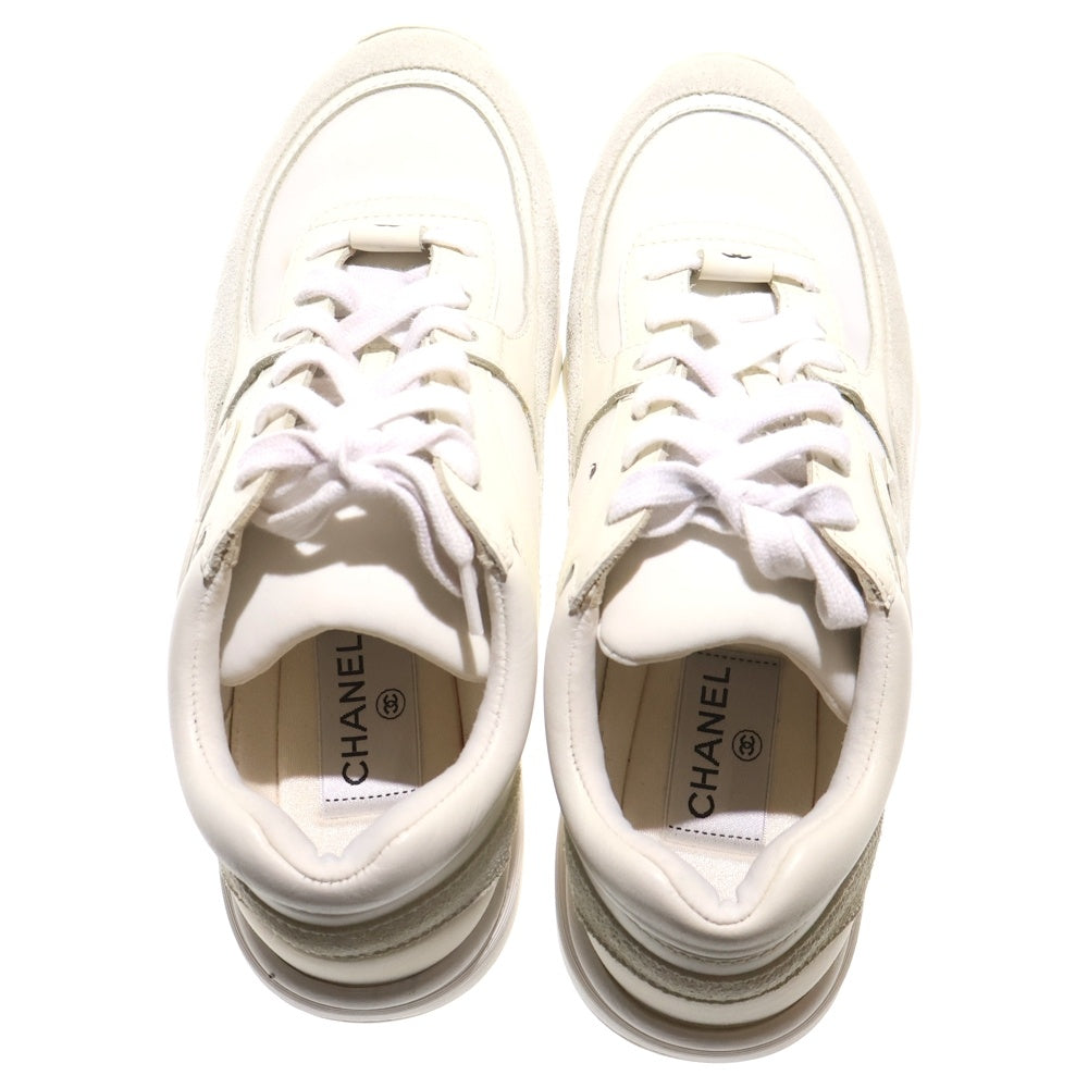 CHANEL(シャネル) ココマーク レザー レースアップ ローカットシューズ スニーカー ホワイト レディース G33745