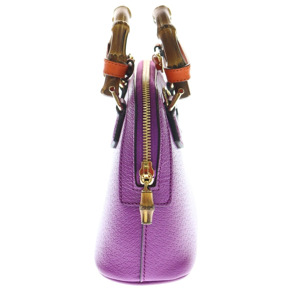 GUCCI(グッチ) バンブー ダイアナ ミニ 2WAYバッグ ハンドバッグ ミニバッグ ショルダーバッグ パープル×オレンジ レザー 715775 ゴールド金具
