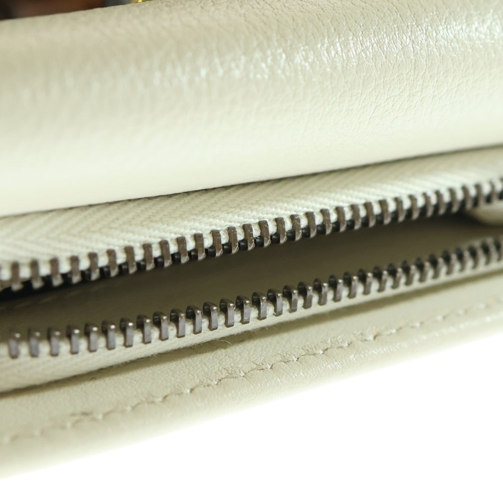 GUCCI(グッチ) バンブー GGマーモント 三つ折り財布 コンパクトウォレット コインケース ホワイト レザー 658633 ゴールド金具